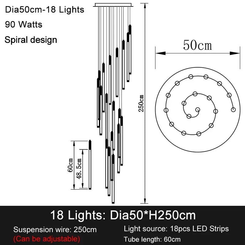Modern Long Chandelier for Staircase - Black/Gold/Silver Crystal Pendant Light Fixture | Elegant Entryway & Foyer Lighting for Home Decor | Perfect for Stairwells, Hallways, and High Ceilings