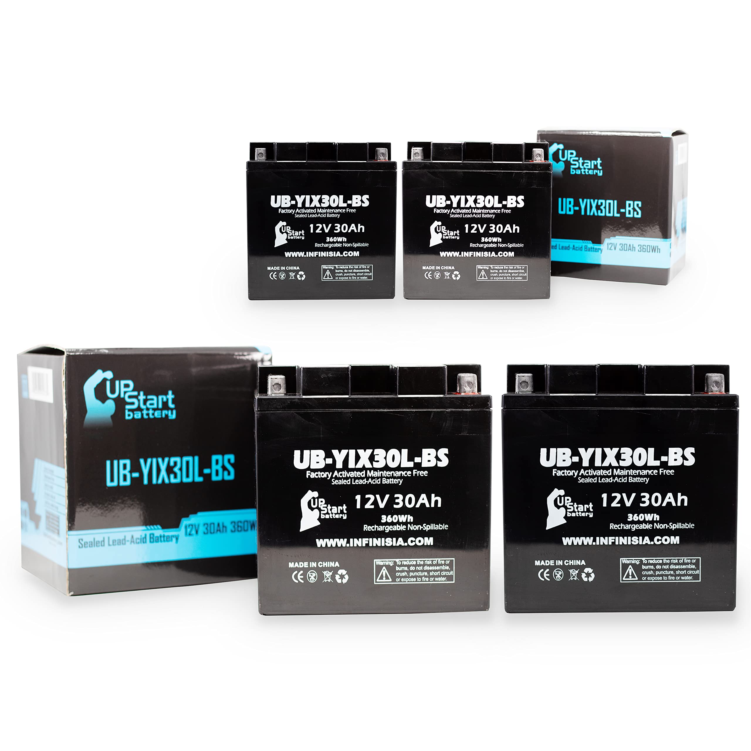 4-Pack UB-YIX30L-BS 12V 30AH Motorcycle Battery Replacement for 1996 Moto Guzzi Stone & EV 1100 CC - Factory Activated, Maintenance Free, UpStart Battery Brand - Perfect for Motorcycle Restoration & Long Rides
