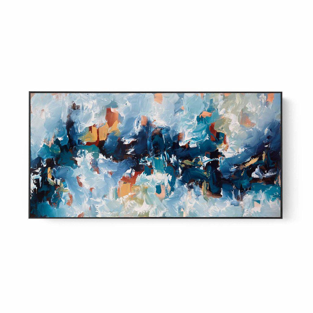 Large Blue Abstract Painting - Modern Wall Art for Living Room, Bedroom & Office Decor | Handmade Canvas Artwork