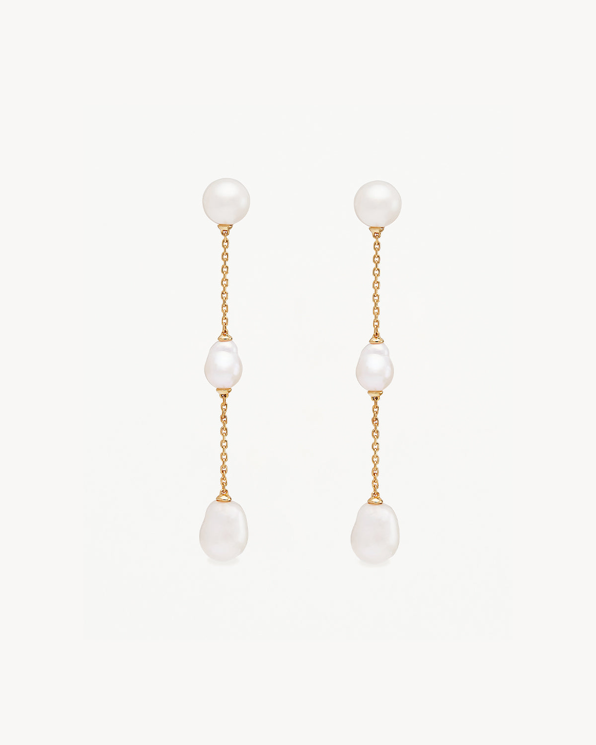 18K Gold Vermeil Forever Moments Pearl Chain Earrings for Women - Elegant Dangle Drop Earrings for Wedding, Anniversary & Special Occasions