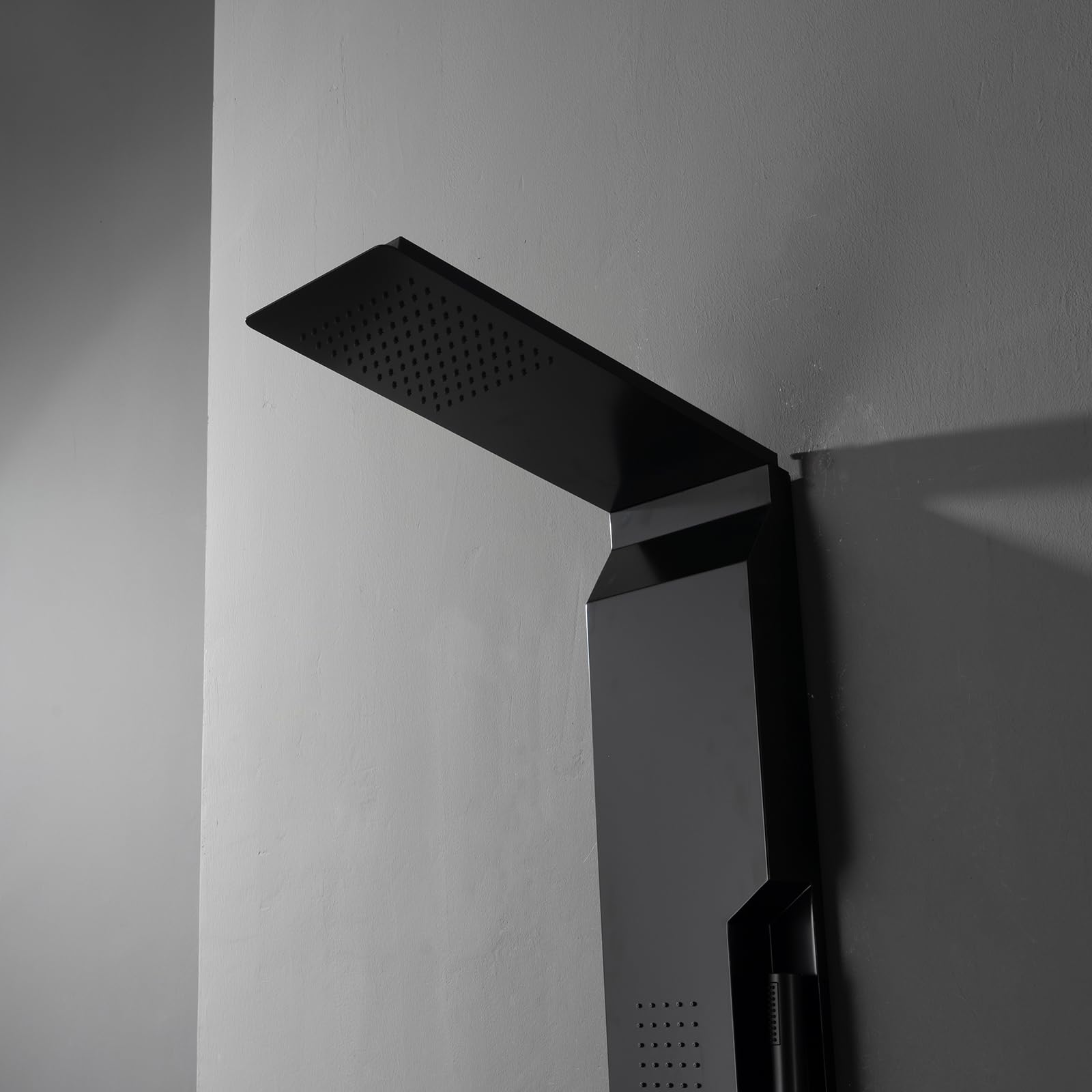 BWE Matte Black 304 Stainless Steel Shower Panel Tower System - Rainfall Shower Head, Body Jets & Handheld Spray - Modern Multi-Function Bathroom Upgrade for Spa-Like Experience at Home