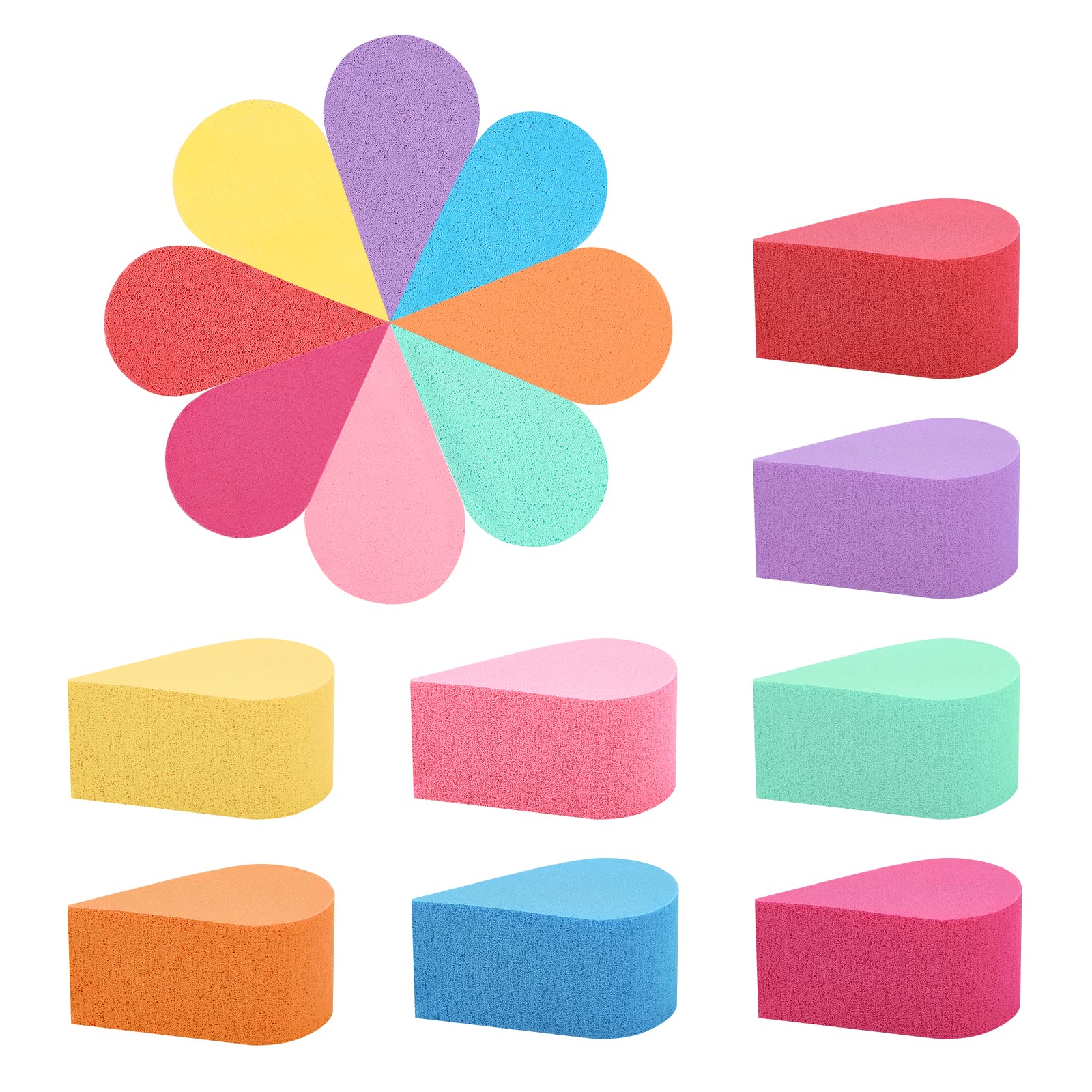 16 Pcs WANDIC Makeup Sponges - 8 Colors Beauty Blender for Liquid & Powder Foundation, Concealer - Soft Cosmetic Sponges for Flawless Face Makeup Application (Perfect for Professional Makeup Artists & Beginners)
