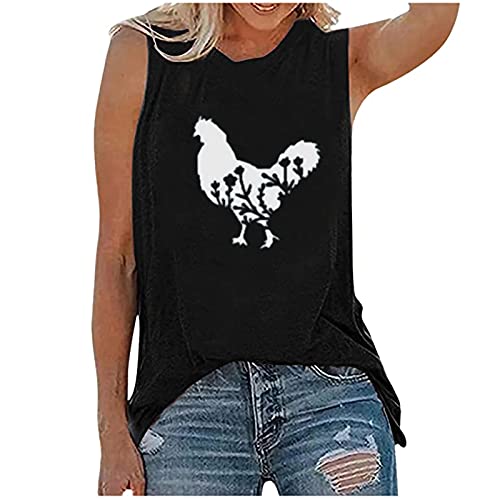 Women's Sleeveless Graphic Tank Tops - Summer Casual Blouse & Vest Tee for Farm, Beach, and Everyday Wear