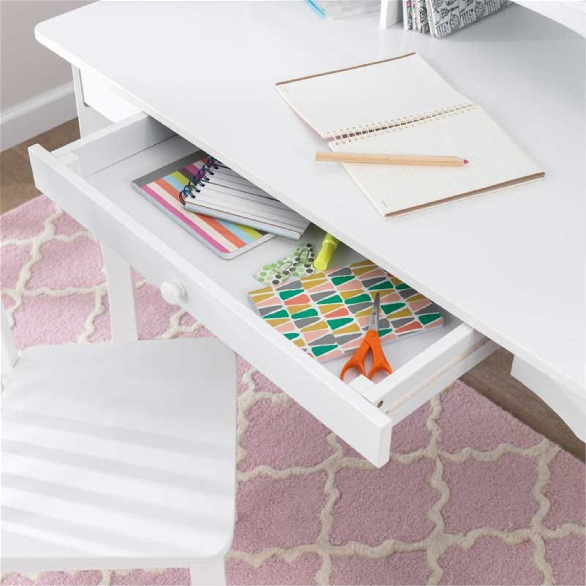 KidKraft Avalon Kids Desk with Hutch and Chair - White Study Desk for Children's Room, Homework & Arts & Crafts Station