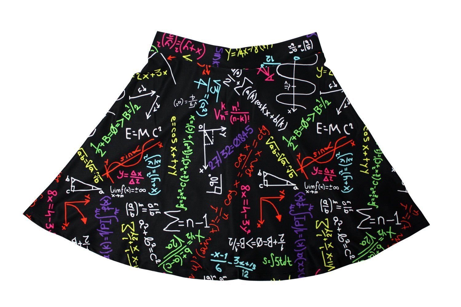 Math Formulas Printed Blackboard Design Skater Skirt for School & College - Perfect for Classroom, Study Sessions & Casual Wear