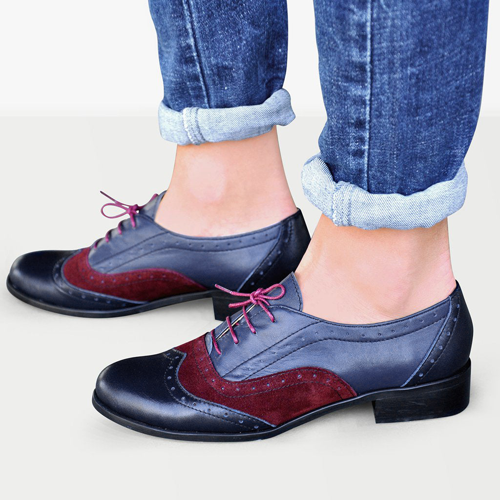 Blue Oxford Shoes for Women - Classic Lenox Style Comfortable & Durable - Perfect for Office, Business Casual & Formal Occasions