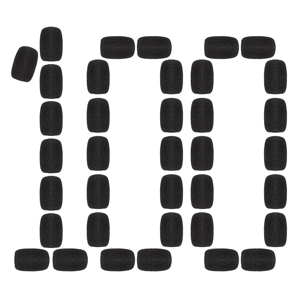 100 Pack Foam Microphone Windscreens - Small Lapel & Headset Mic Covers for Professional Recording, Podcasting, Streaming & Live Performances