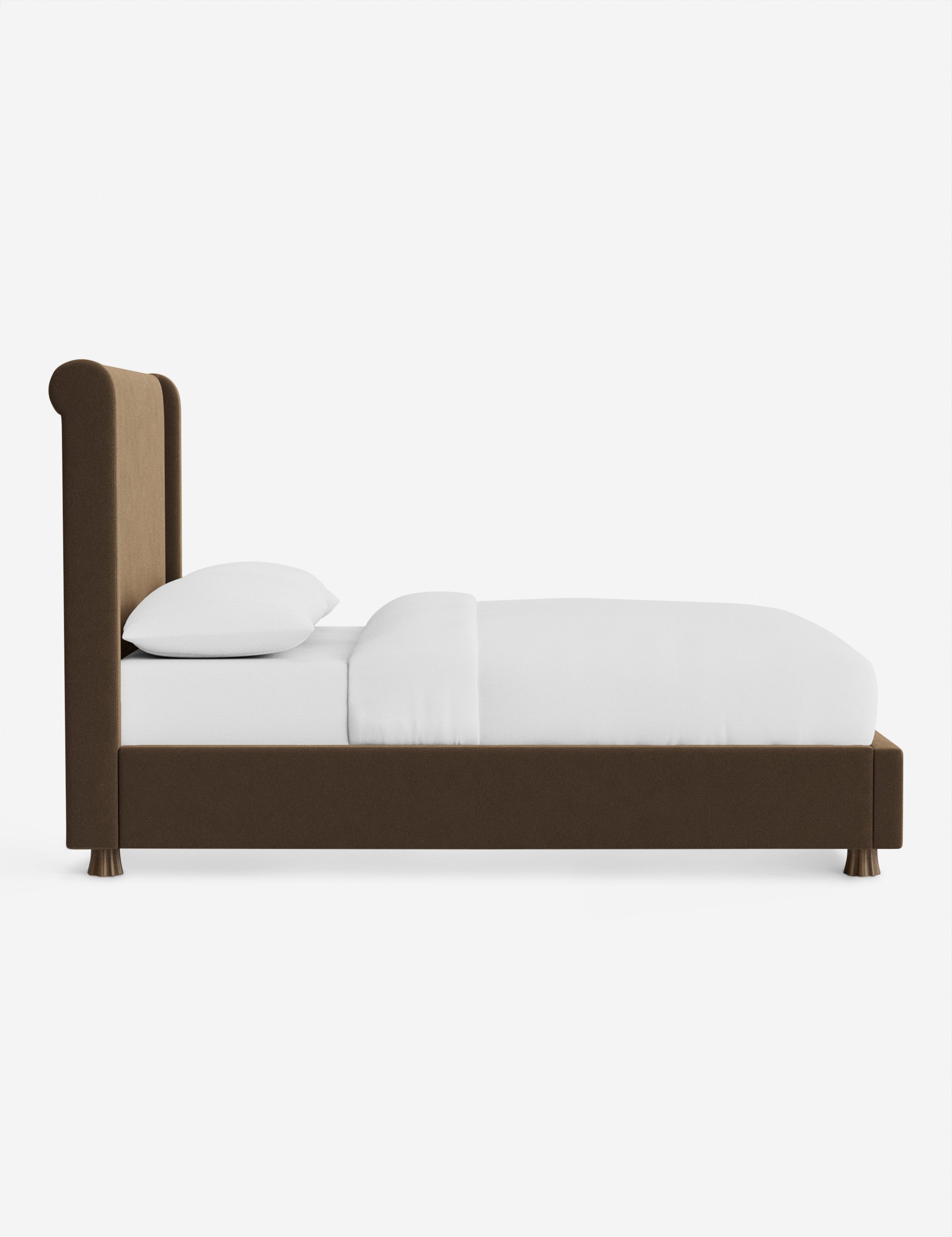DOMINIQUE Platform Bed Frame by DISC Interiors - Modern Minimalist Wooden Bed with Upholstered Headboard | Perfect for Master Bedroom, Guest Room & Loft Apartments