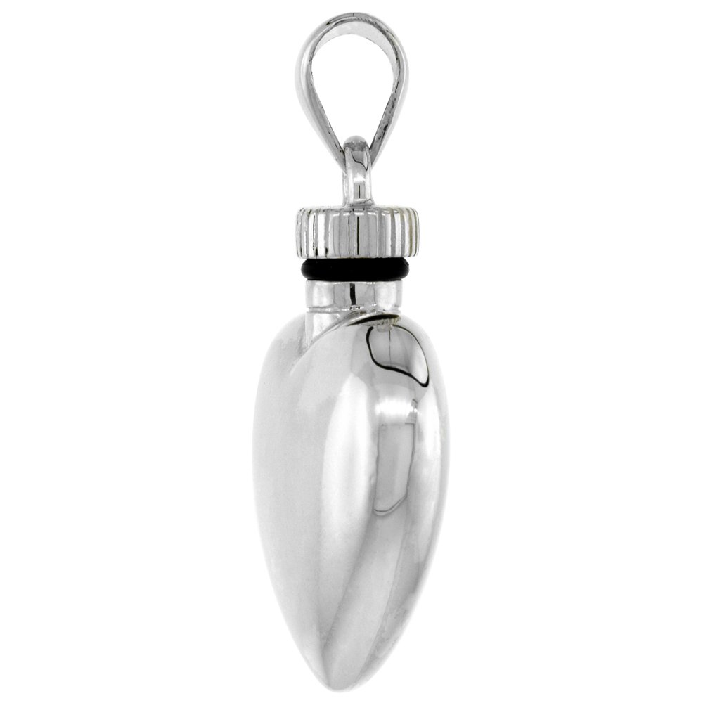 Sterling Silver Heart Pendant for Perfume or Ashes - 7/8 Inch Wide Screw-On Charm - Perfect for Memorial Jewelry, Keepsake Necklace & Fragrance Locket