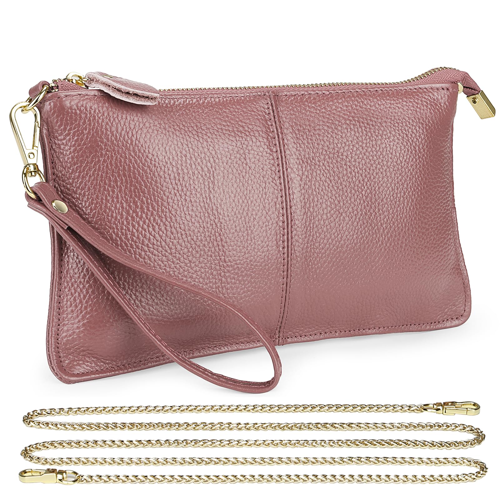 Uromee Women's Genuine Leather Wristlet Wallet Clutch Purse - Crossbody Bag with Detachable Shoulder Strap for Everyday Use, Travel & Special Occasions