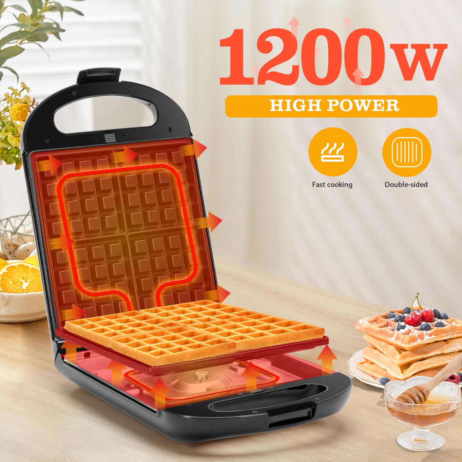 Taylor Swoden 3-in-1 Sandwich Maker & 4-Slice Waffle Iron, 1200W Panini Press Grill with Non-Stick Plates, Double-Sided Heating, Indicator Lights & Cool-Touch Handle - Perfect for Breakfast, Brunch & Quick Meals - Easy to Use & Clean (Black)