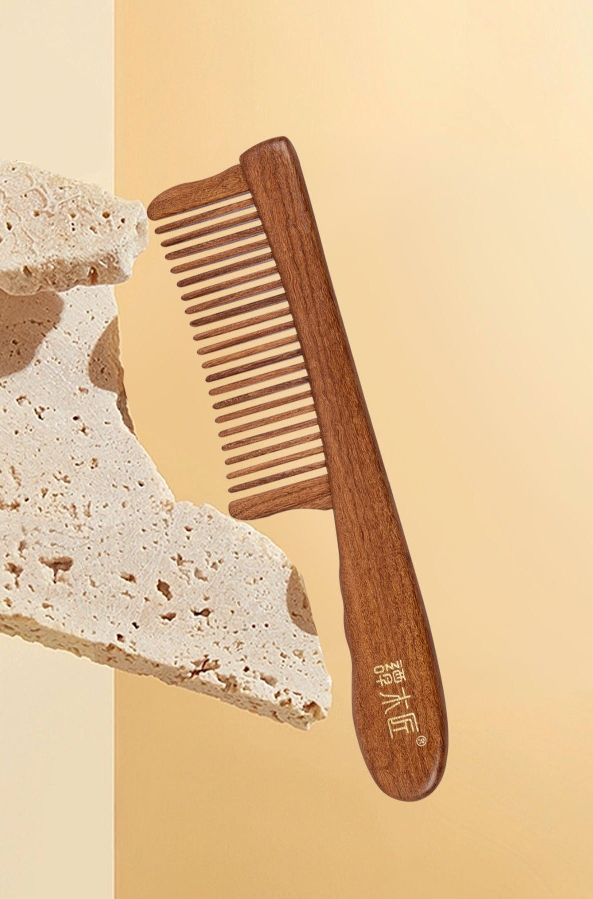 Premium Teak Wood Comb with Ergonomic Handle - Natural Hair Care for Detangling & Styling - Perfect for Daily Use, Travel & Gifts