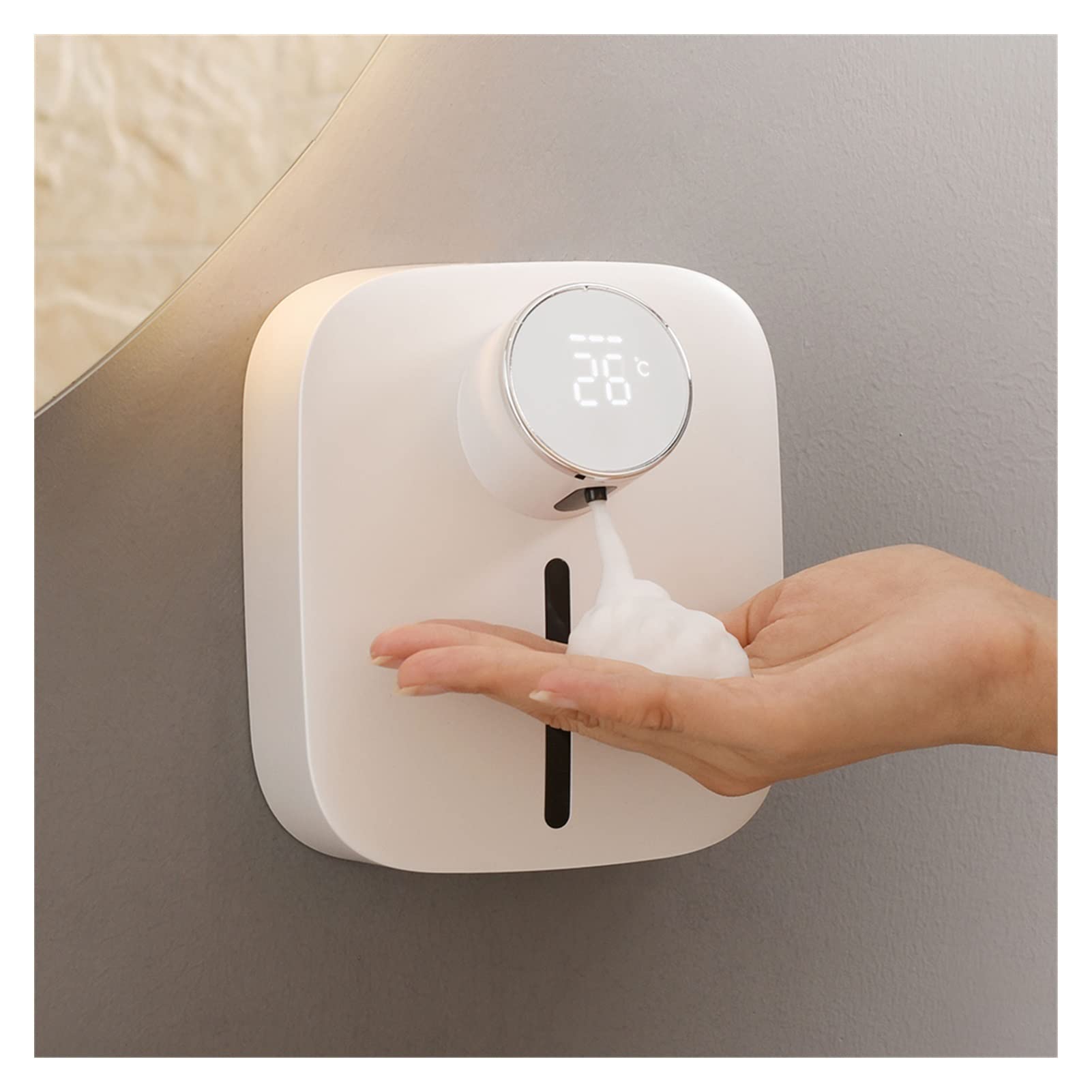 Smart USB Rechargeable Automatic Foam Soap Dispenser - Touchless Wall Mount Hand Wash Machine for Home, Kitchen & Bathroom (Blue) - Hygienic & Portable Digital Display Liquid Soap Dispenser for Families & Offices
