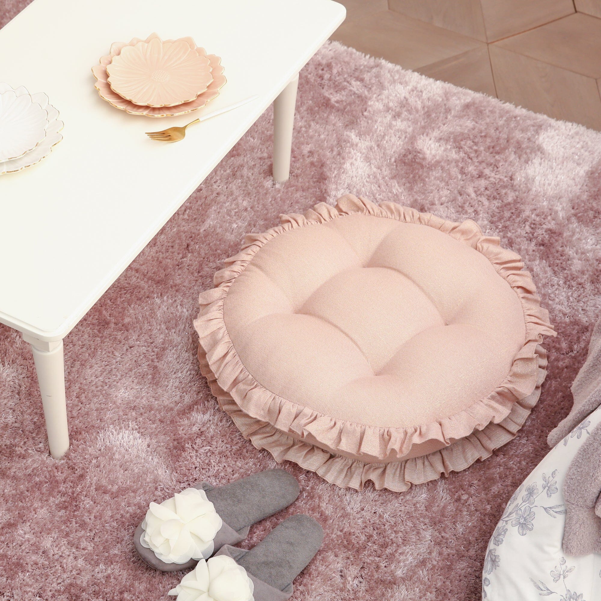 Large Pink Kaste Rug 200x200cm - Soft Plush Area Rug for Living Room, Bedroom, and Nursery Decor