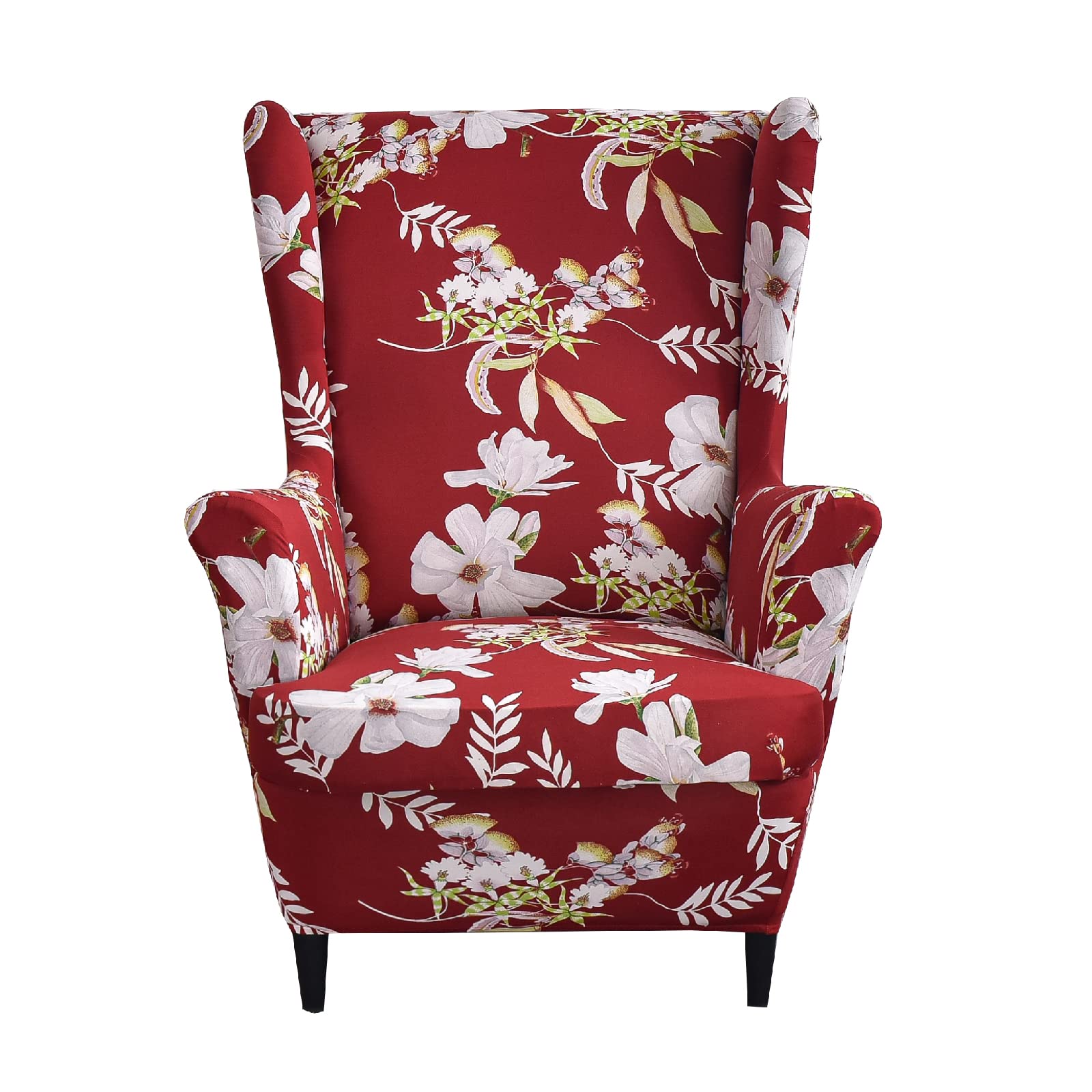 CRFATOP 2-Piece Stretch Wingback Chair Slipcovers - Printed Spandex Fabric Armchair Covers with Elastic Bottom for Living Room & Bedroom - Fits Most Wingback Chairs (34) - Perfect for Home Decor, Furniture Protection, and Style Upgrade