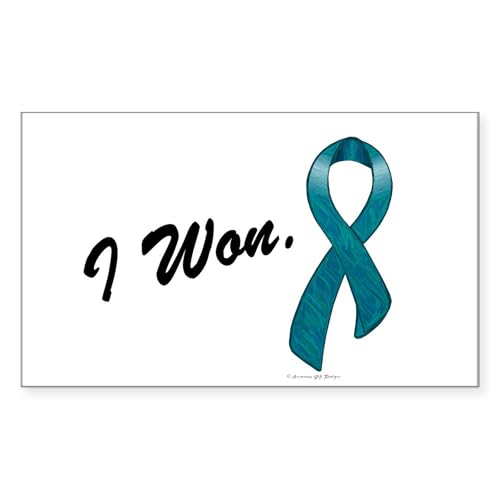 White - I Won Ovarian Cancer Survivor Rectangle Sticker