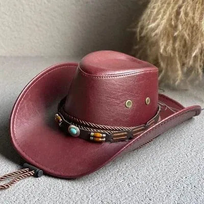 Stylish Faux Leather Western Cowboy Hats for Men & Women - Trendy Unisex Cowboy Hat for Rodeo, Country Music Festivals & Outdoor Adventures