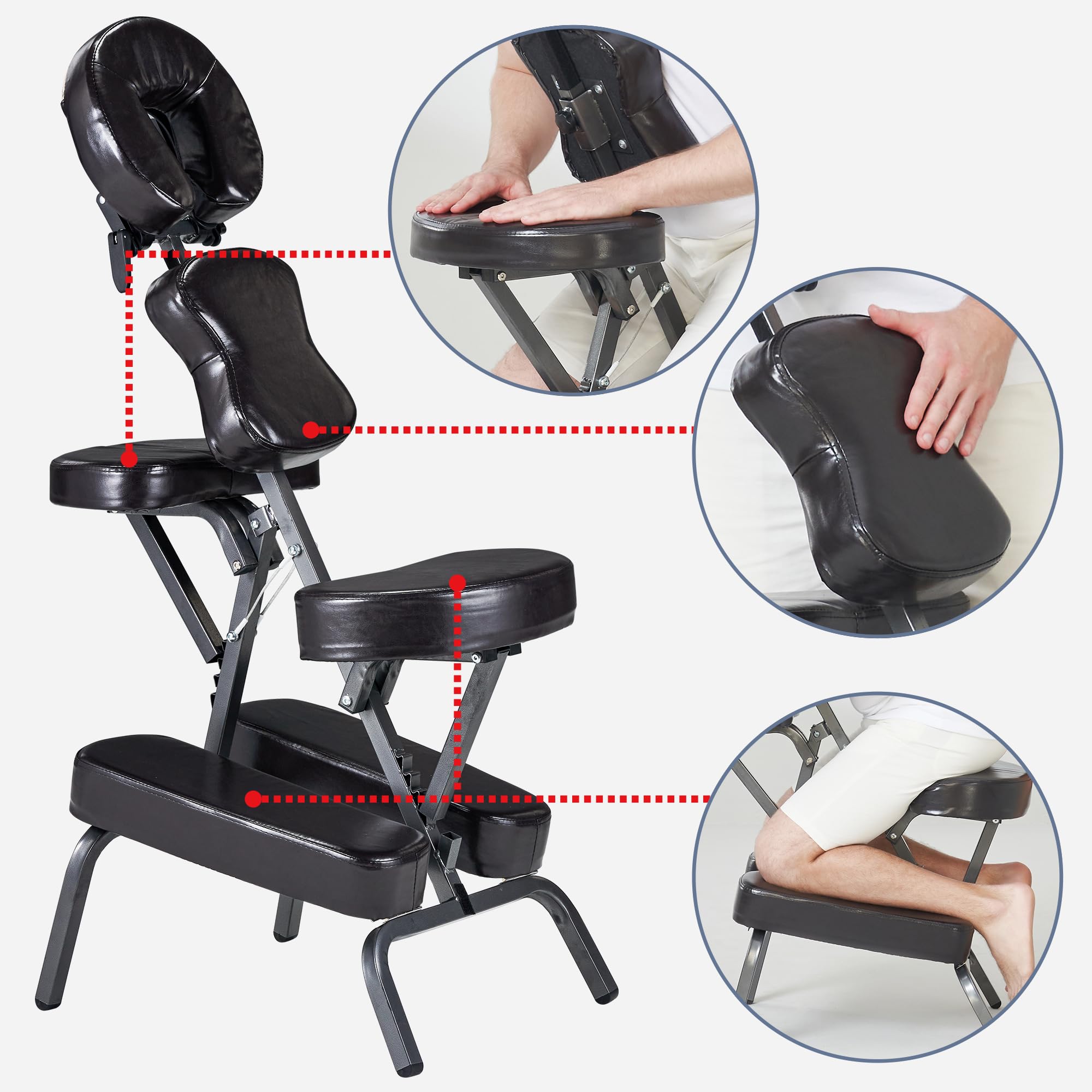 Portable Lightweight Full Body Massage Chair with Adjustable Height & Carrying Case - Folding Salon & Tattoo Chair with Face Cradle - Perfect for Home, Spa, Salon & Tattoo Parlor Relaxation (Coffee Brown)