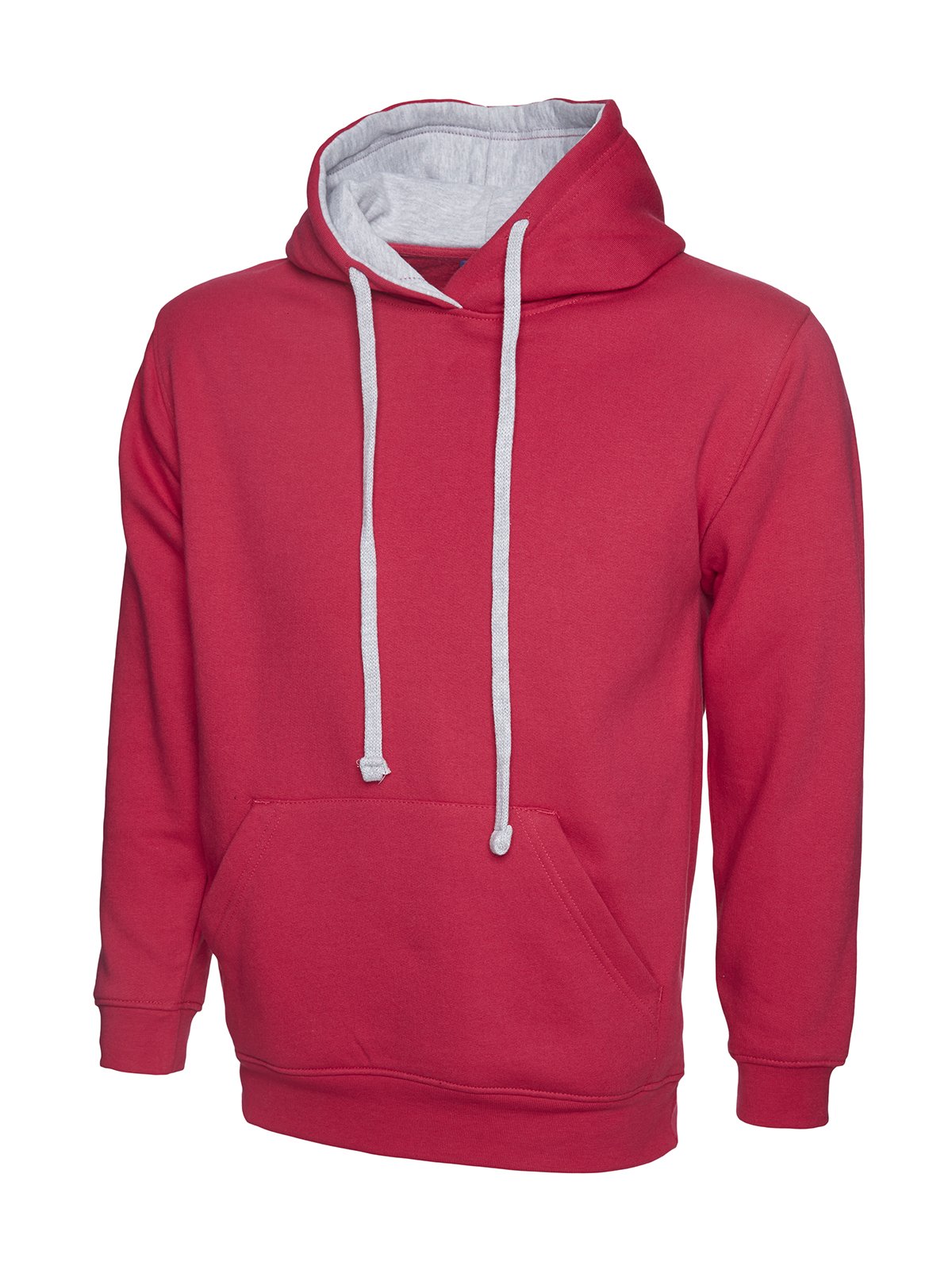 Uneek Men's Plain Contrast Hooded Sweatshirt - White & Fuchsia Pullover Hoodie for Casual Wear, Street Style & Everyday Comfort