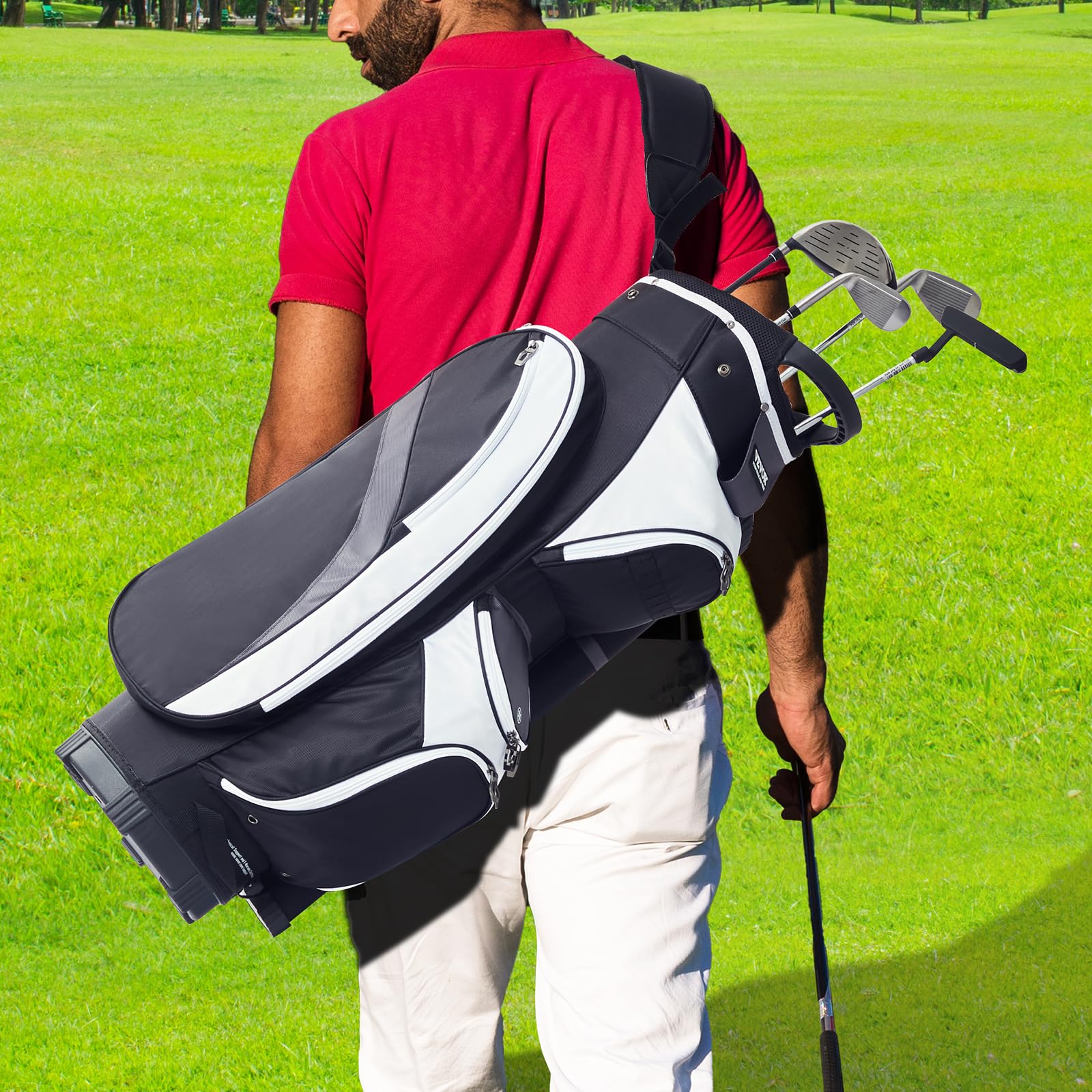VEVOR Premium 14-Way Golf Cart Bag with Stand - Durable Golf Bag with Handles, Dust Cover & Detachable Dual Strap for Men & Women - Perfect for Golf Courses, Driving Ranges & Tournaments
