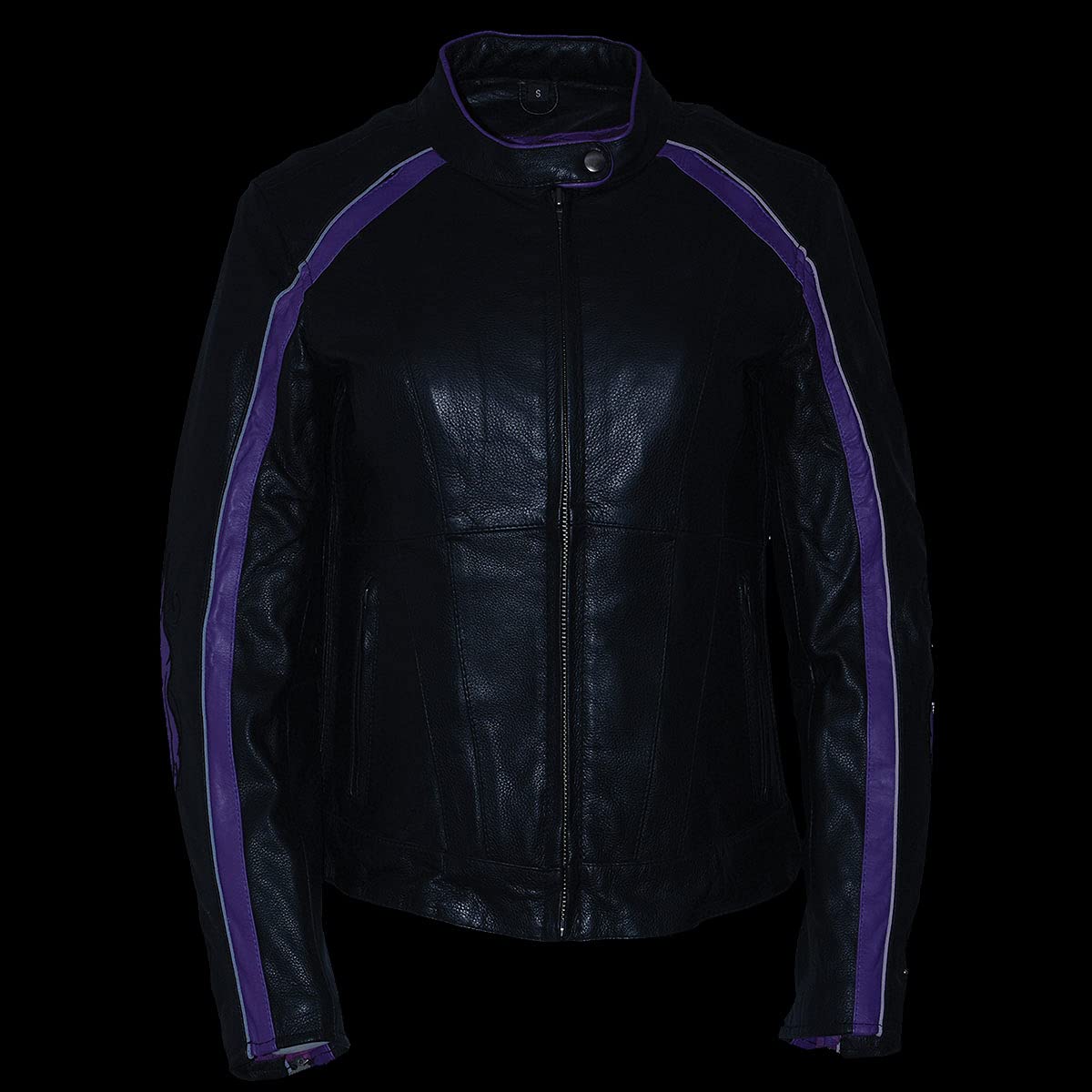 Milwaukee Leather ML1952 Women's Black Embroidered Wing & Stud Design Leather Scooter Jacket - Stylish Motorcycle Riding & Casual Wear for Women