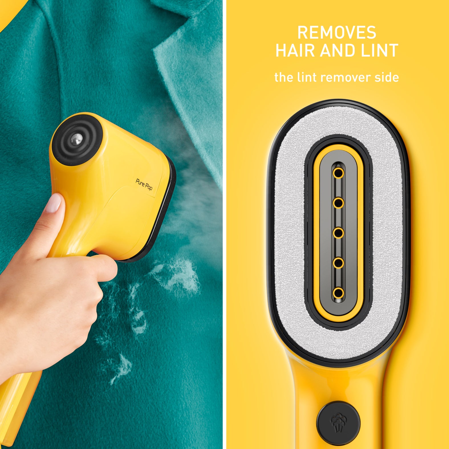 Tefal DT2026 Pure Pop Handheld Garment Steamer - Portable Travel Clothes Steamer for Wrinkles, Sunshine Yellow | Perfect for Home, Office & Travel Use
