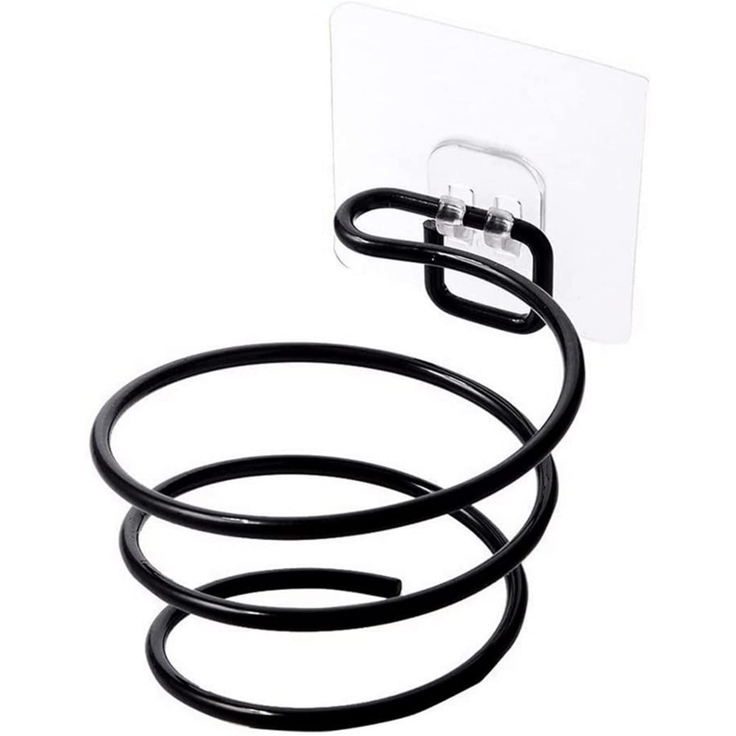 HomeAra 1-Pack Black Metal Wall-Mounted Hair Dryer Holder with Hook - Suction Cup Bathroom Organizer for Hairdryer, Straightener & Accessories - Space Saving Storage for Small Bathrooms & Dorm Rooms