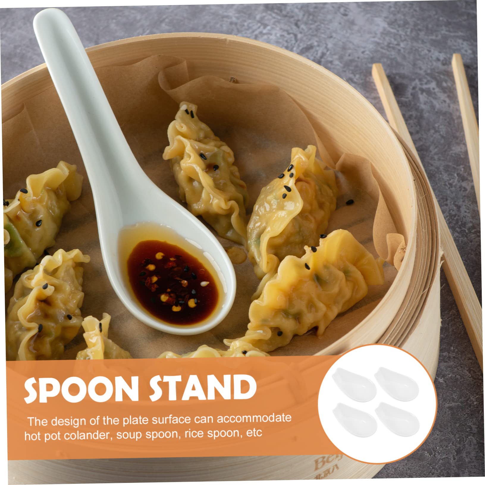 STOBAZA 4-Piece White Ceramic Spoon Holder Stand - Kitchen Utensil Organizer for Cooking Spoons, Ladles & Cutlery - Perfect for Dining Table, Countertop & Kitchen Storage