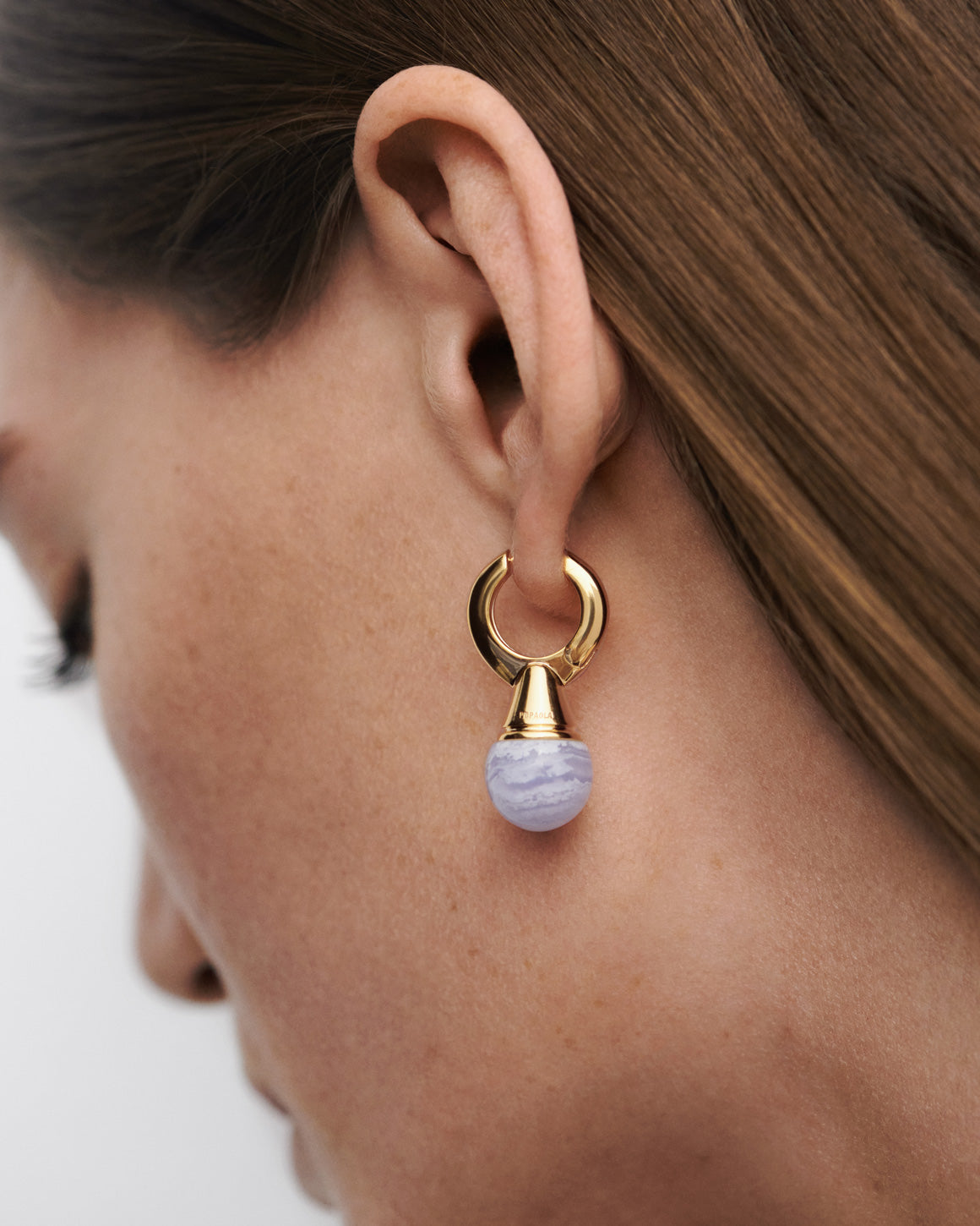Blue Lace Agate Riviera Hoop Earrings - Elegant Dangle Drop Earrings for Women - Perfect for Weddings, Parties & Everyday Wear
