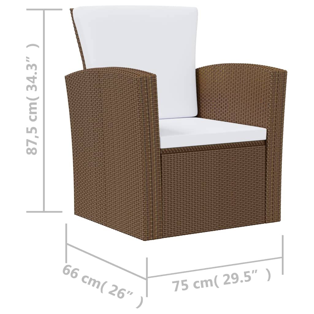 vidaXL 8-Piece Patio Sofa Set with Poly Rattan Sectional Lounge - Brown Frame & Cream White Cushions, Includes Coffee Table, Sofas & Chairs | Outdoor Furniture for Garden, Poolside & Backyard Relaxation