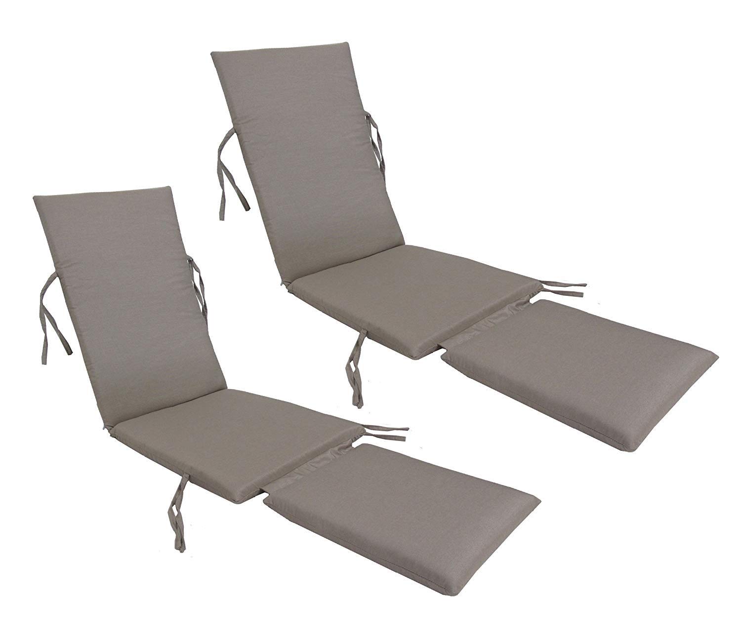Premium USA-Made Steamer Chair Cushions - Sunbrella Fabric, Taupe #5461 (2-Pack) - Waterproof & UV-Resistant Outdoor Patio Furniture Cushions for Poolside, Deck, and Garden Lounge Chairs