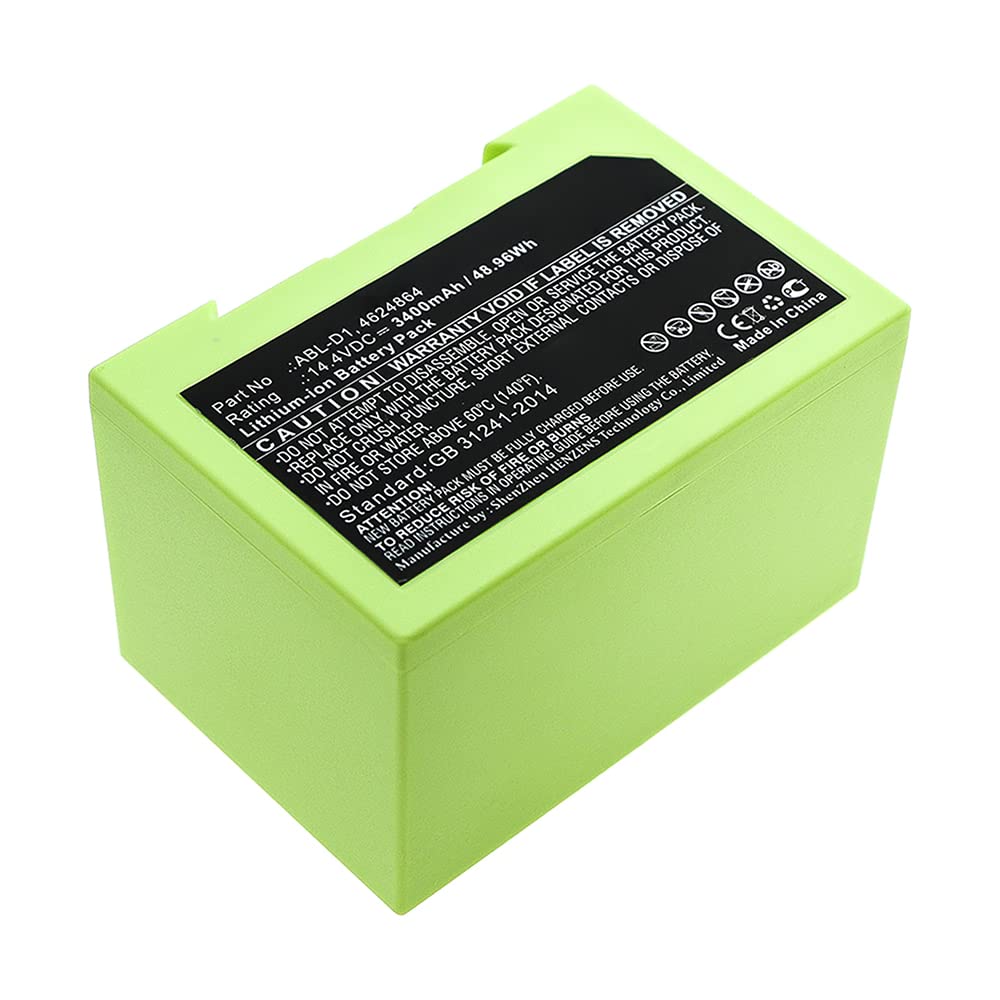 Synergy Digital iRobot Roomba i4 Vacuum Cleaner Replacement Battery - 14.4V 3400mAh Li-ion High Capacity Battery Compatible with iRobot 4624864 - Perfect for Home Cleaning & Pet Hair Removal