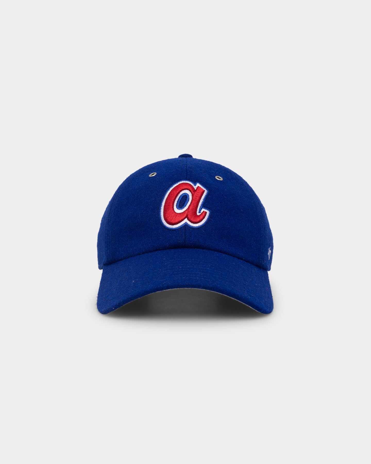 47 Brand Atlanta Braves Wooly '47 Clean Up Strapback Royal Baseball Cap - Adjustable Snapback Hat for Men & Women - Perfect for Baseball Games, Sports Events & Casual Wear