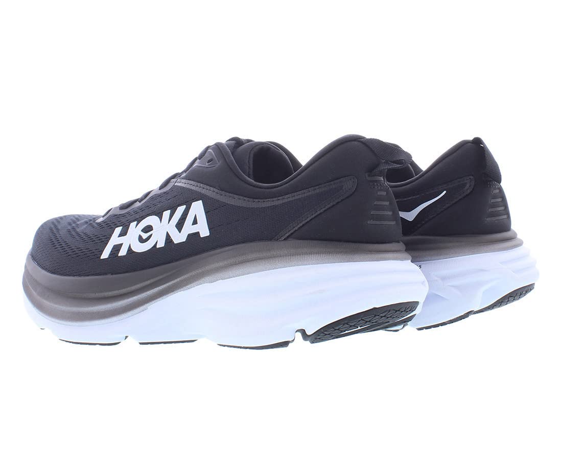 HOKA Bondi 8 Men's Running Shoes - Size 7.5 (Black/White) | Cushioned Comfort for Long Distance Running & Daily Workouts