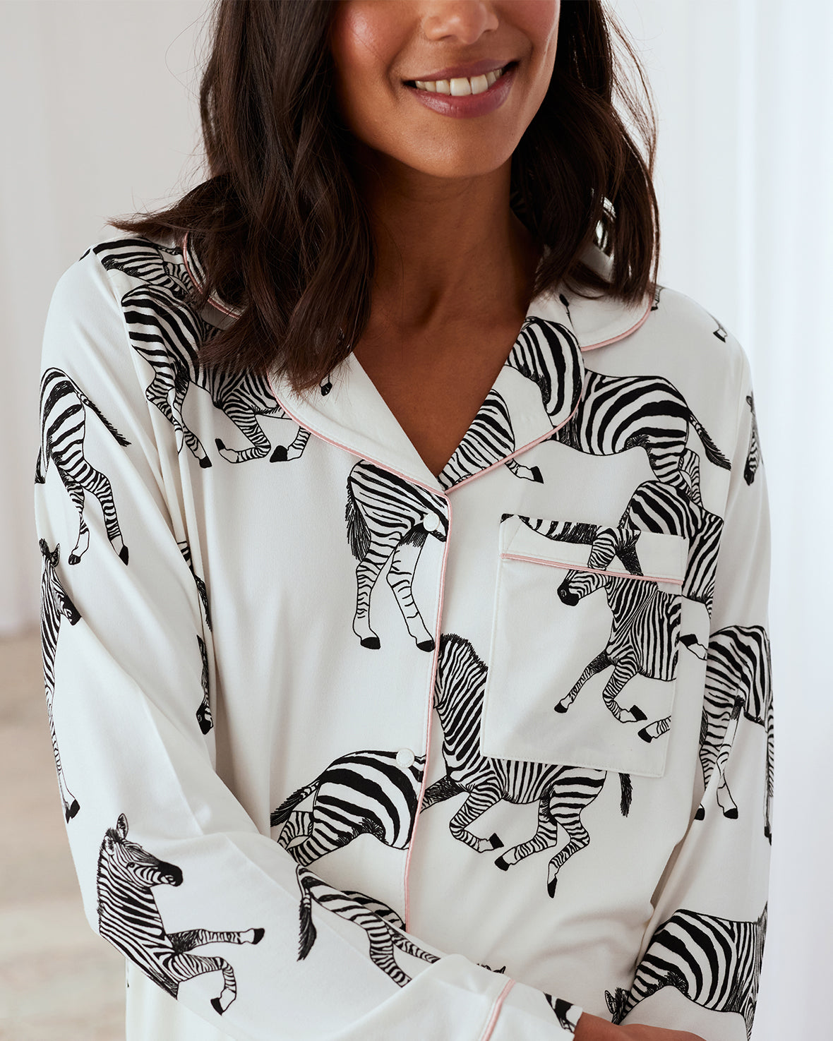 Maternity Zebra Print Long Pajama Set - Soft & Comfortable Nursing Sleepwear for Pregnant Women - Perfect for Relaxing at Home or Postpartum Recovery