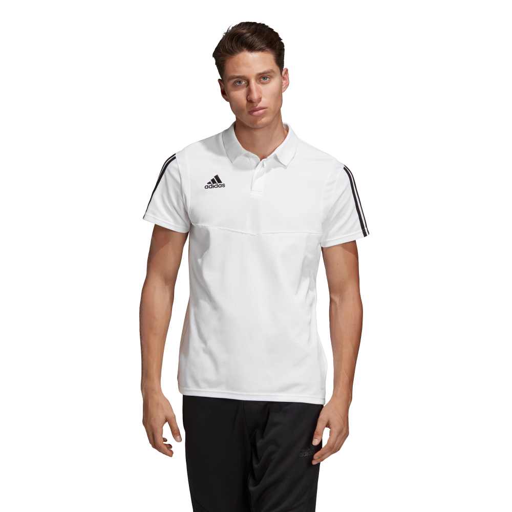 Adidas Adult Tiro 19 Polo Shirt - Men's Training & Soccer Jersey - White/Black - Breathable Performance Fabric for Gym, Workouts & Sports