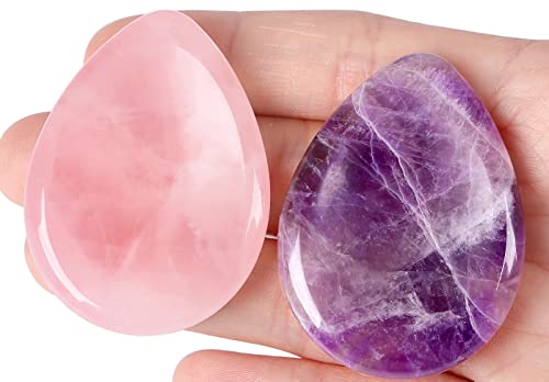 D-amethyst & Rose Quartz - Water Drops Shaped