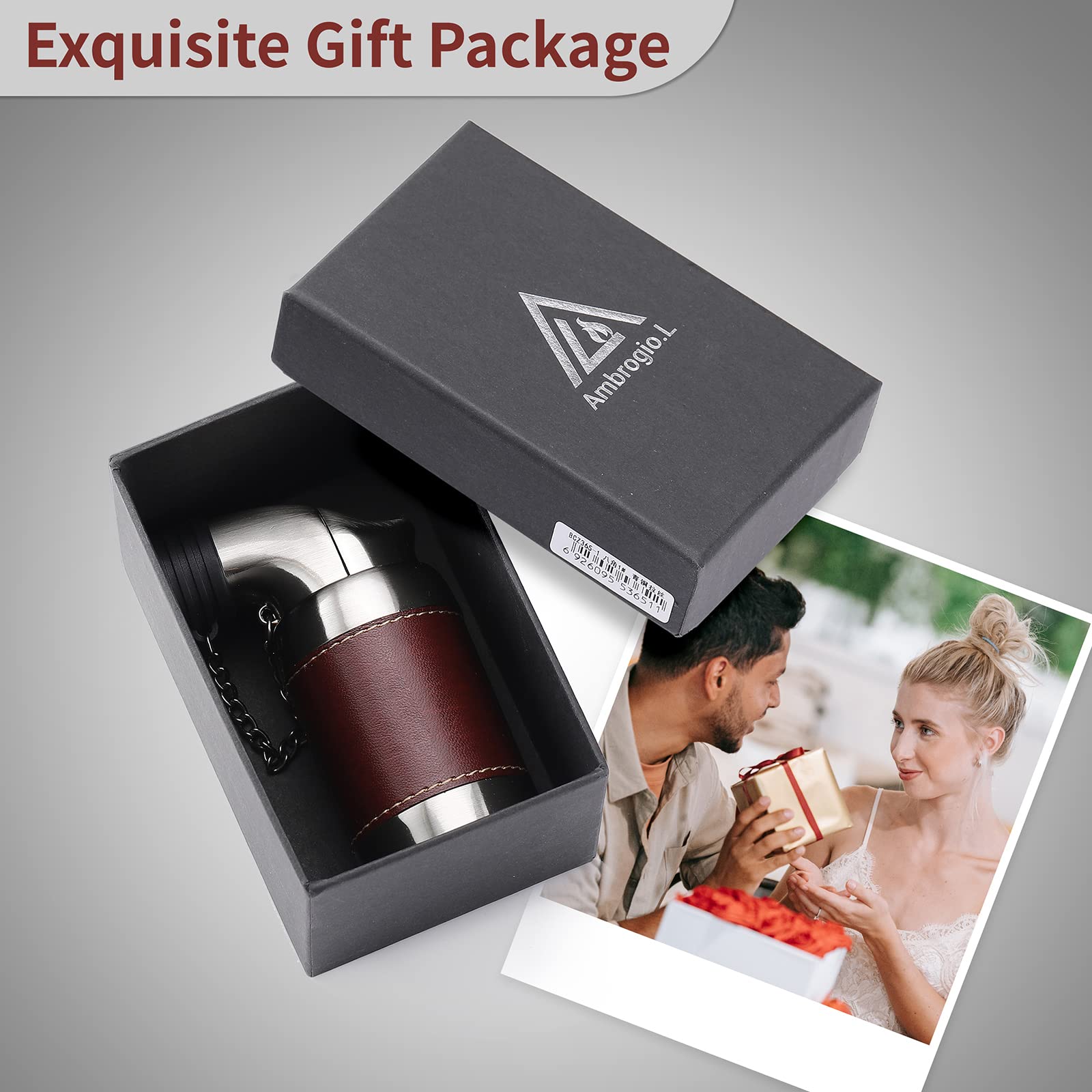 Ambrogio.L Quad Torch Refillable Butane Lighter with Cigar Punch - Dark Red Windproof Tabletop Cigar & Tobacco Lighter for Outdoor Smoking, BBQ, Camping & Home Use