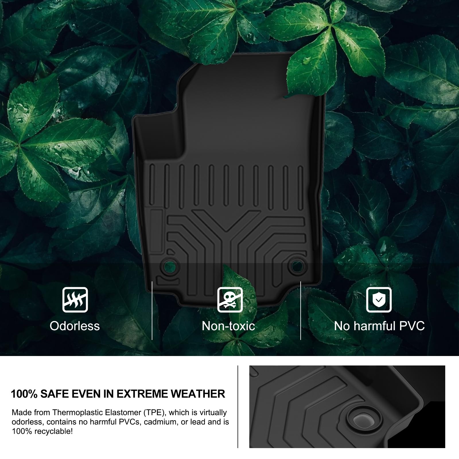 KIWI MASTER All-Weather Floor Mats & Cargo Liner for 2018-2024 Chevy Equinox/GMC Terrain | TPE Slush Mats for Front & Rear Seats + Trunk Tray | Durable Black Car Mats for Winter, Rain & Mud Protection | Perfect for SUV Owners, Road Trips & Family Adventures