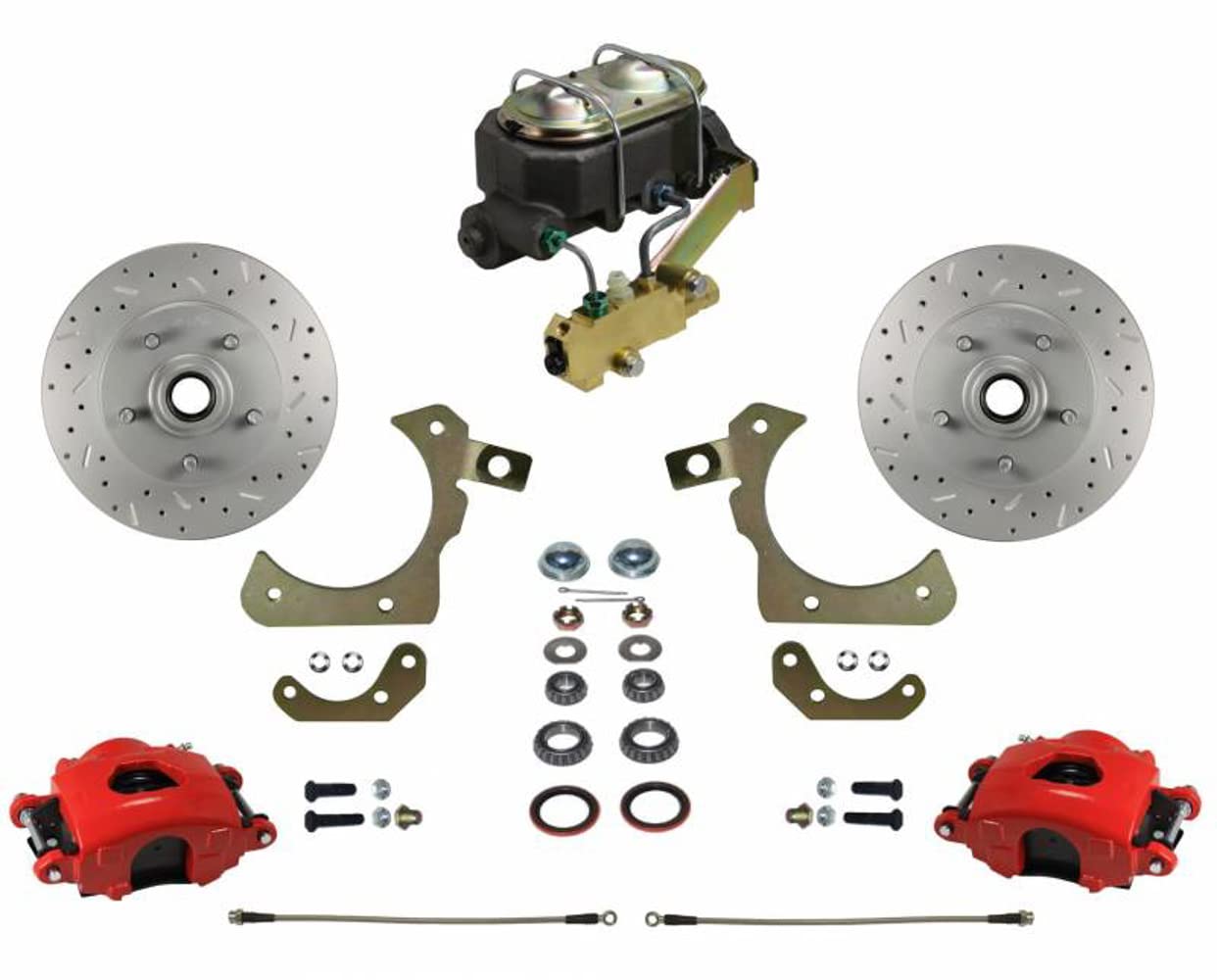 Leed Brakes Manual Front Disc Brake Conversion Kit with Disc Valve - Maxgrip XDS Red Calipers for Motorcycles & ATVs - High Performance Braking System for Off-Road & Racing