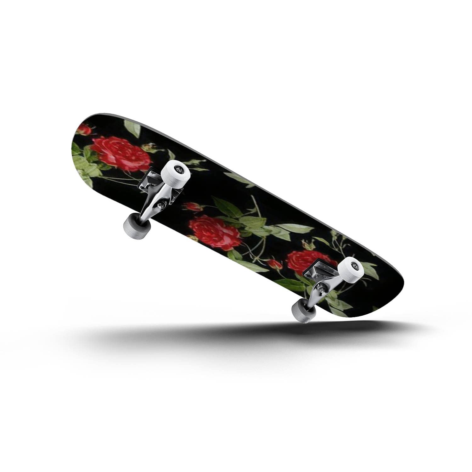 Rose Flower Classic Concave Skateboard - Premium Longboard for Beginners & Professionals | Extreme Sports Equipment | Cool Teen Gifts for Skateboarding Enthusiasts | Perfect for Street Riding, Park Tricks & Commuting