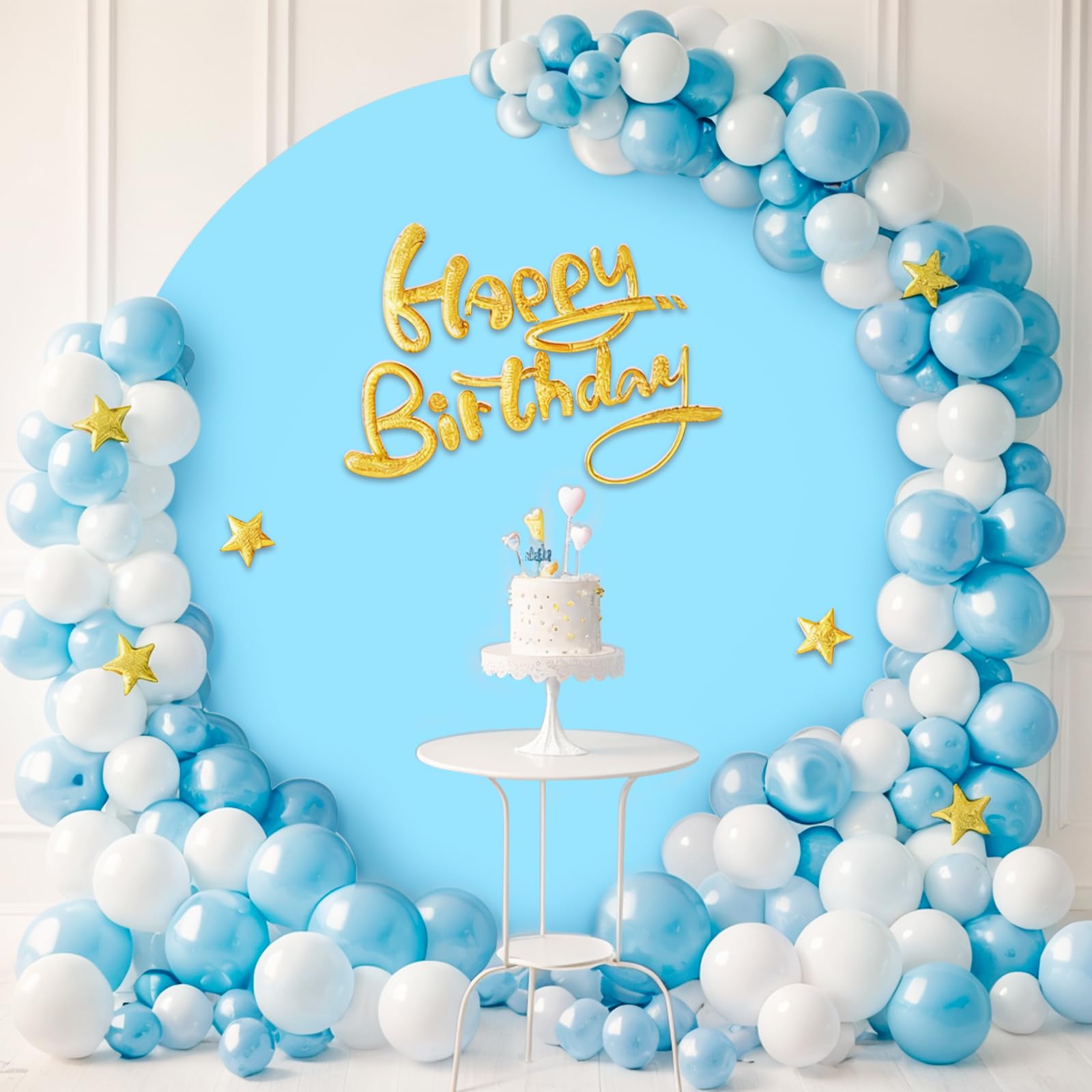 Babenest 7.2FT Baby Blue Round Backdrop Cover - 2-Sided Spandex Circle Balloon Arch Stand for Party, Wedding, Birthday, Baby Shower & Anniversary Decorations | Perfect for Photo Booths, Event Backdrops & Celebration Decor