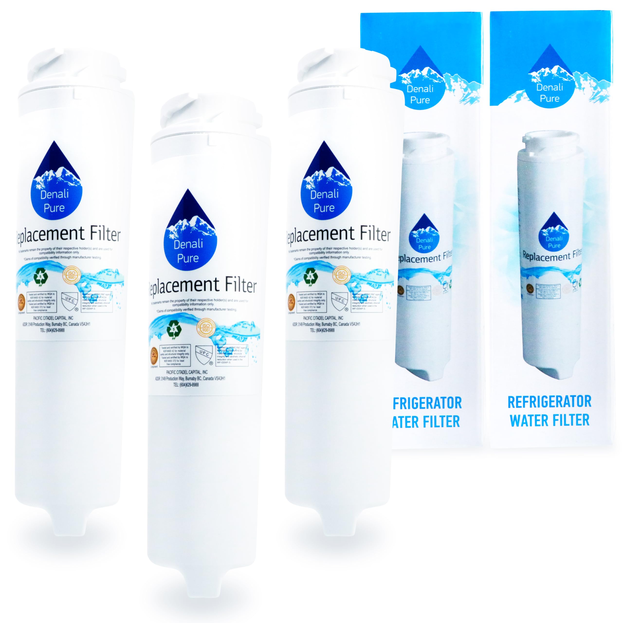 3-Pack GE ZFGP21HXASS Refrigerator Water Filter Replacement - Compatible with GE GSWF Fridge Filter Cartridge | Clean & Safe Drinking Water for Home & Office