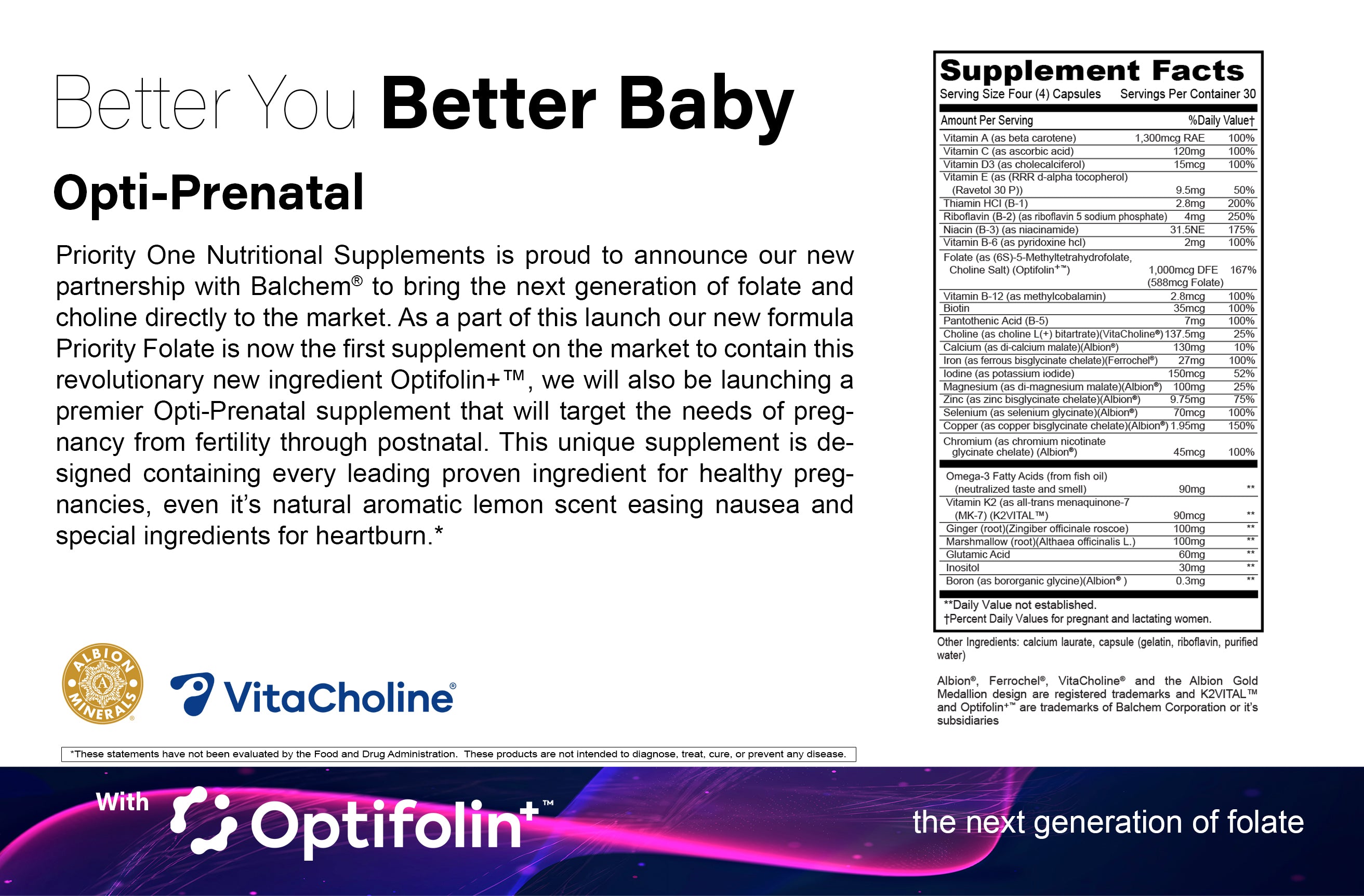 Opti Prenatal Vitamins for Women - 120 Capsules | Premium Prenatal Supplement with Folic Acid, Iron & DHA for Pregnancy Support | Supports Healthy Baby Development & Maternal Wellness | Ideal for Trying to Conceive, Pregnant & Breastfeeding Moms