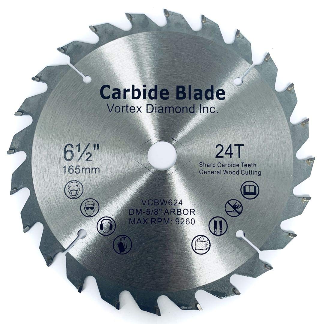 (5 Pack) ALSKAR DIAMOND WSB 6-1/2 Inch 24 Teeth TCT Circular Saw Blade for Hardwood & Softwood Cutting - Perfect for DIY Projects, Woodworking, and Construction Work