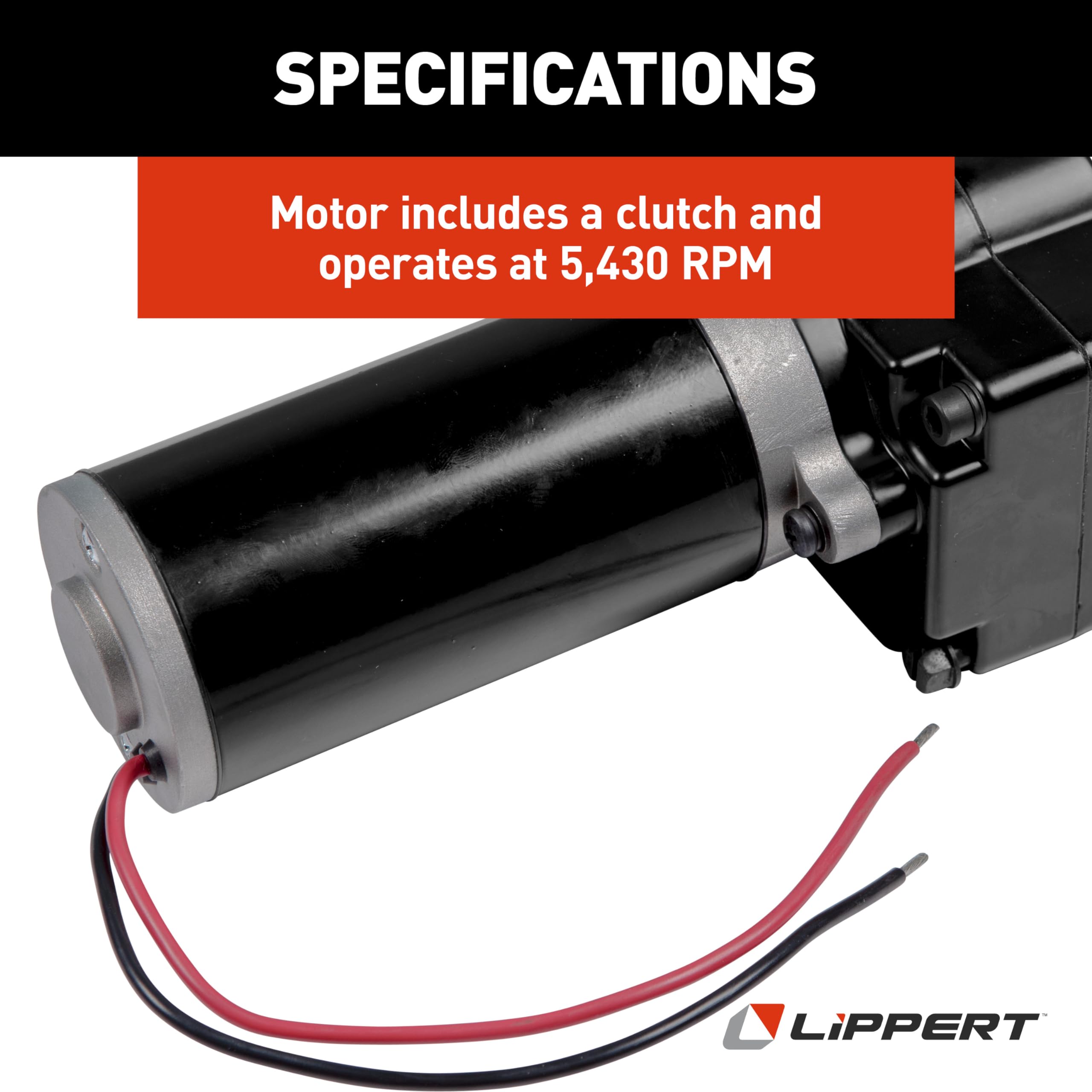 Lippert Ground Control 2.0 Replacement RV Electric Automatic Leveling System Heavy-Duty Drive Motor with Clutch, 5,430 RPM - 241795 | Compatible with Most RV Models | Perfect for Camping, Travel Trailers & Motorhomes