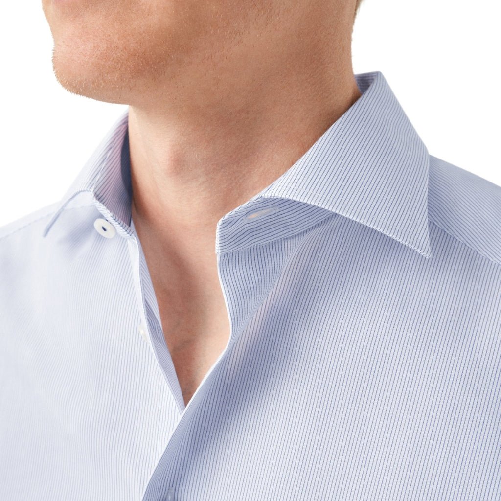 ETON Striped Twill Business Dress Shirt for Men - Slim Fit Light Blue Office Shirt with Single Cuff | Perfect for Work, Meetings & Formal Events