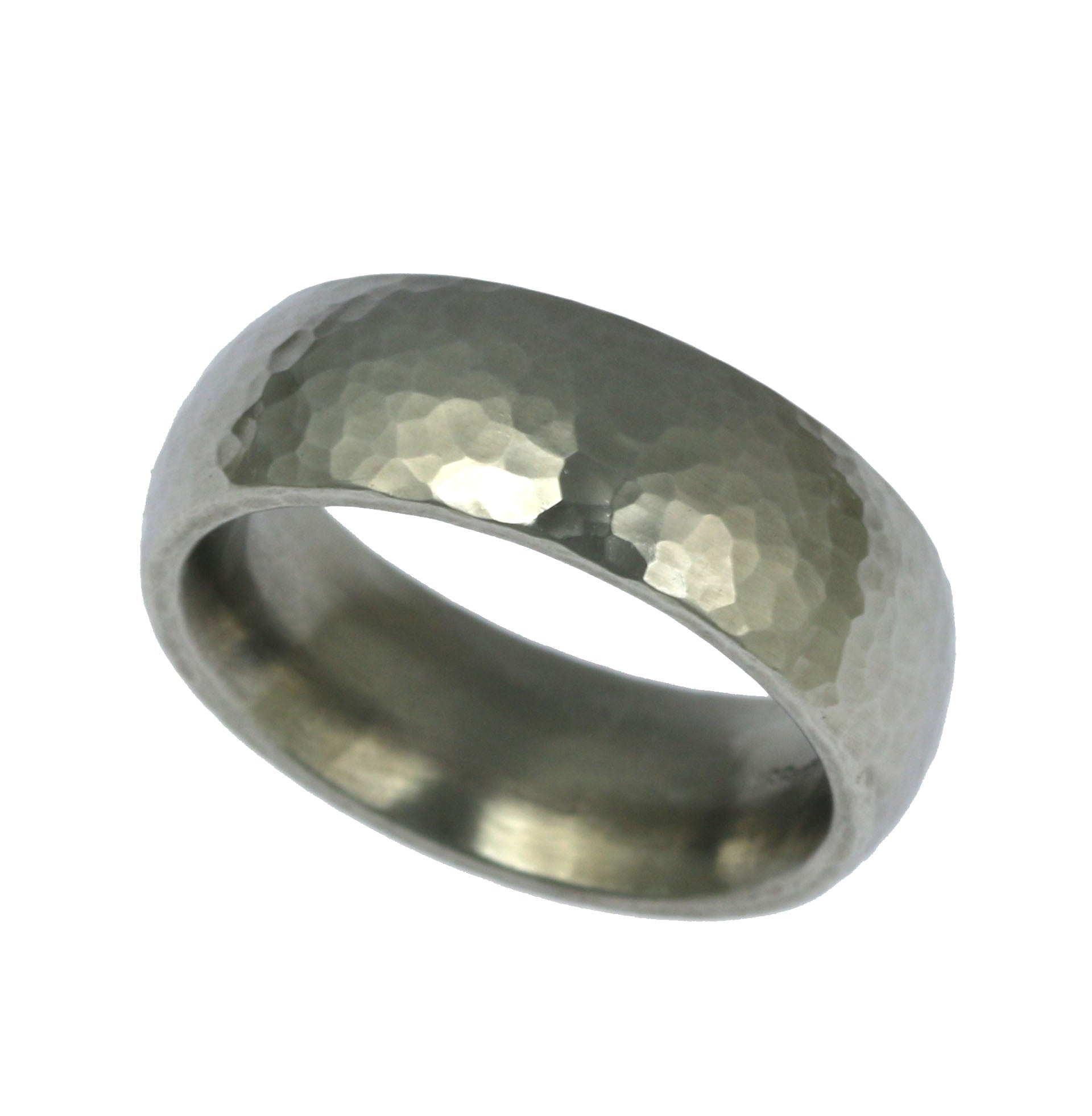 8mm Hammered Domed Stainless Steel Men's Ring - Durable & Hypoallergenic Wedding Band, Fashion Jewelry Gift for Him - Perfect for Engagements, Anniversaries and Everyday Wear