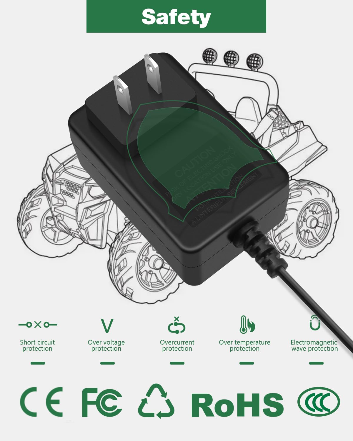 6V Battery Charger for Ride-On Toys | 6 Volt Power Adapter for Kids Electric Cars & Toy Vehicles | Perfect for Kid Trax, Dynacraft, Hello Kitty SUVs & Toddler Quads | Ideal for Outdoor Play & Indoor Charging