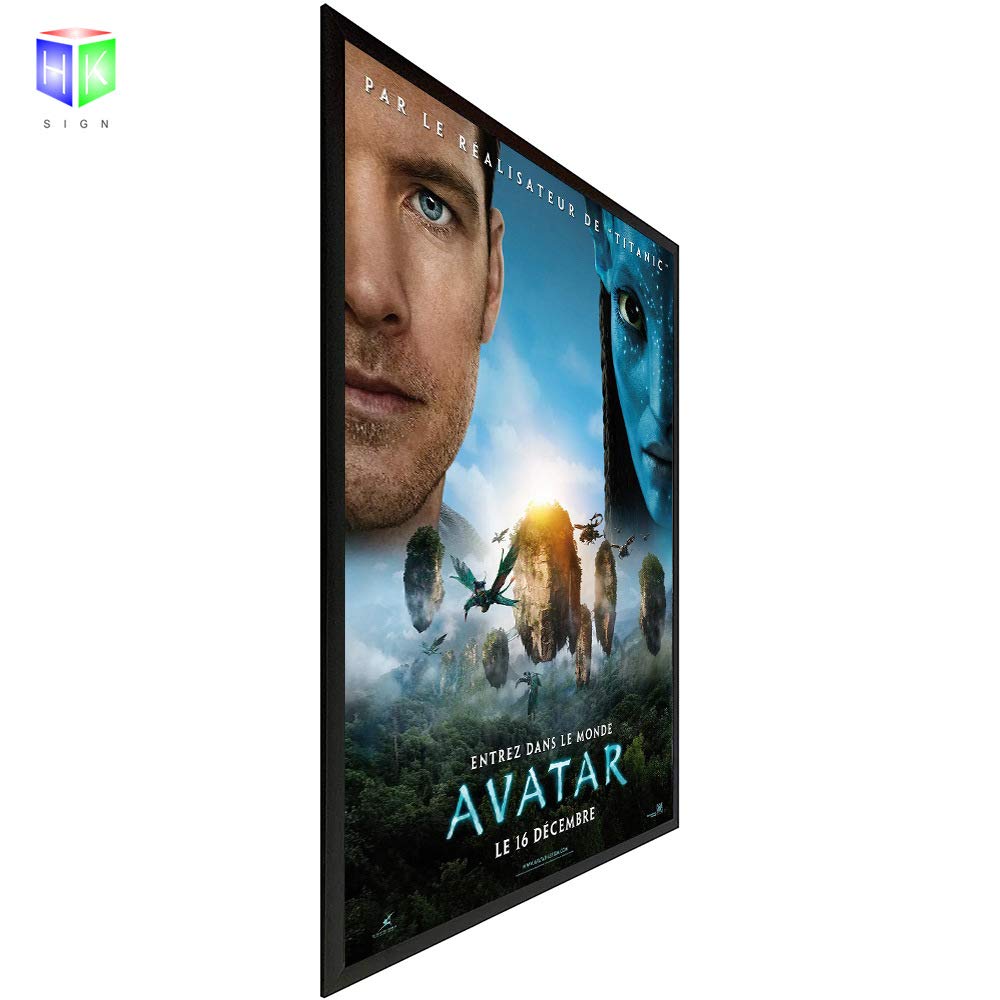 27x40 Inch Wall Mounted LED Movie Poster Frame - Black Aluminum Snap Backlit Light Box for Artwork, Prints & Advertising Displays | Perfect for Home Theaters, Cinemas & Retail Stores